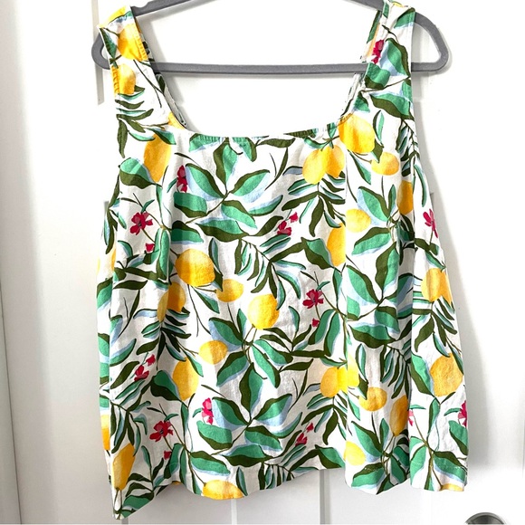Ava & Viv Lemon Boxy Tank Top w/ Back Button Detail Size 2X - Picture 1 of 4